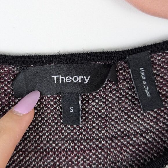 Theory | Black Gray Plaid Short Sleeve Knit Dress Size Small - Picture 4 of 6